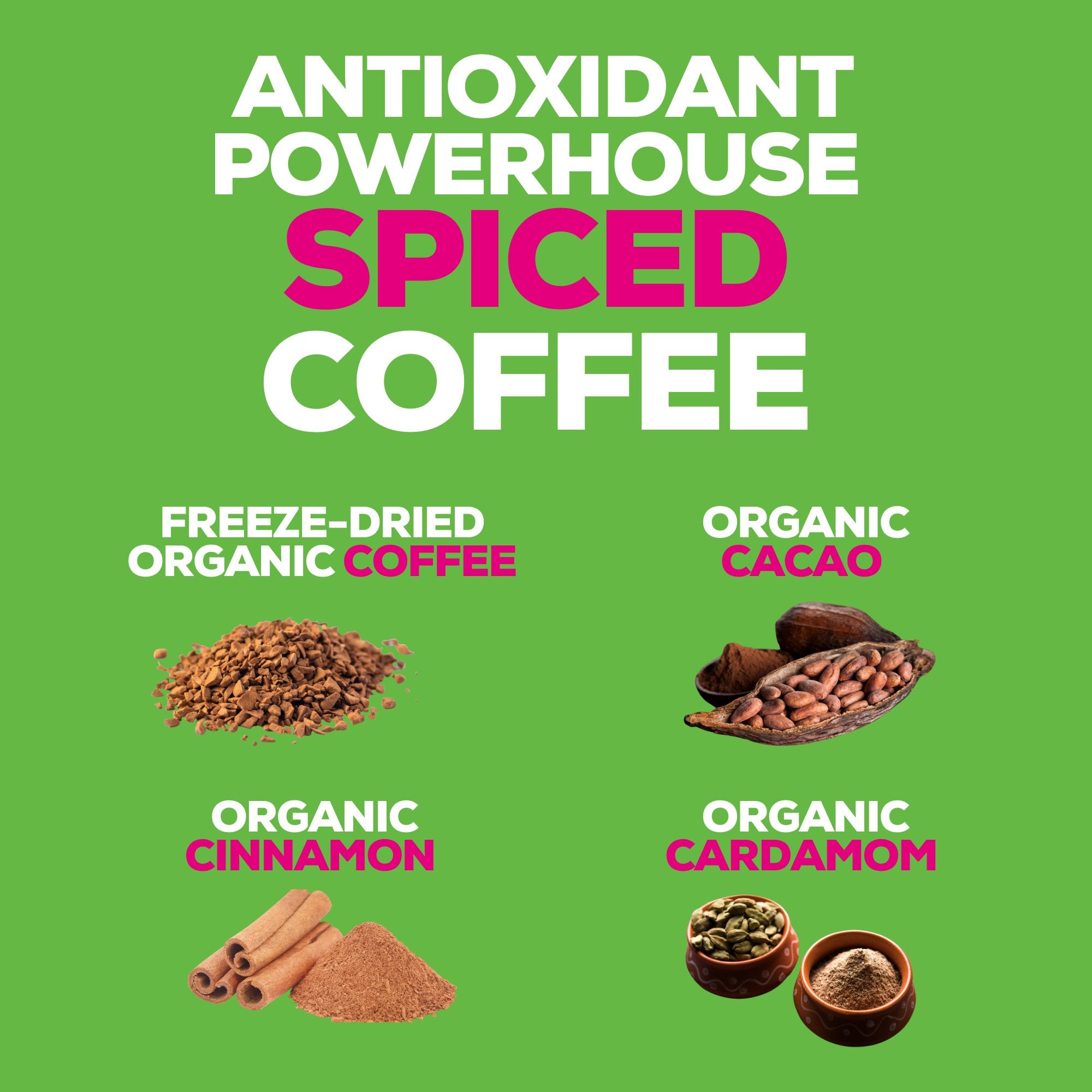 Decaffeinated Instant Mushroom Coffee with Spice & Adaptogen Superfoods Blend - MUUK' SUPERFOODS