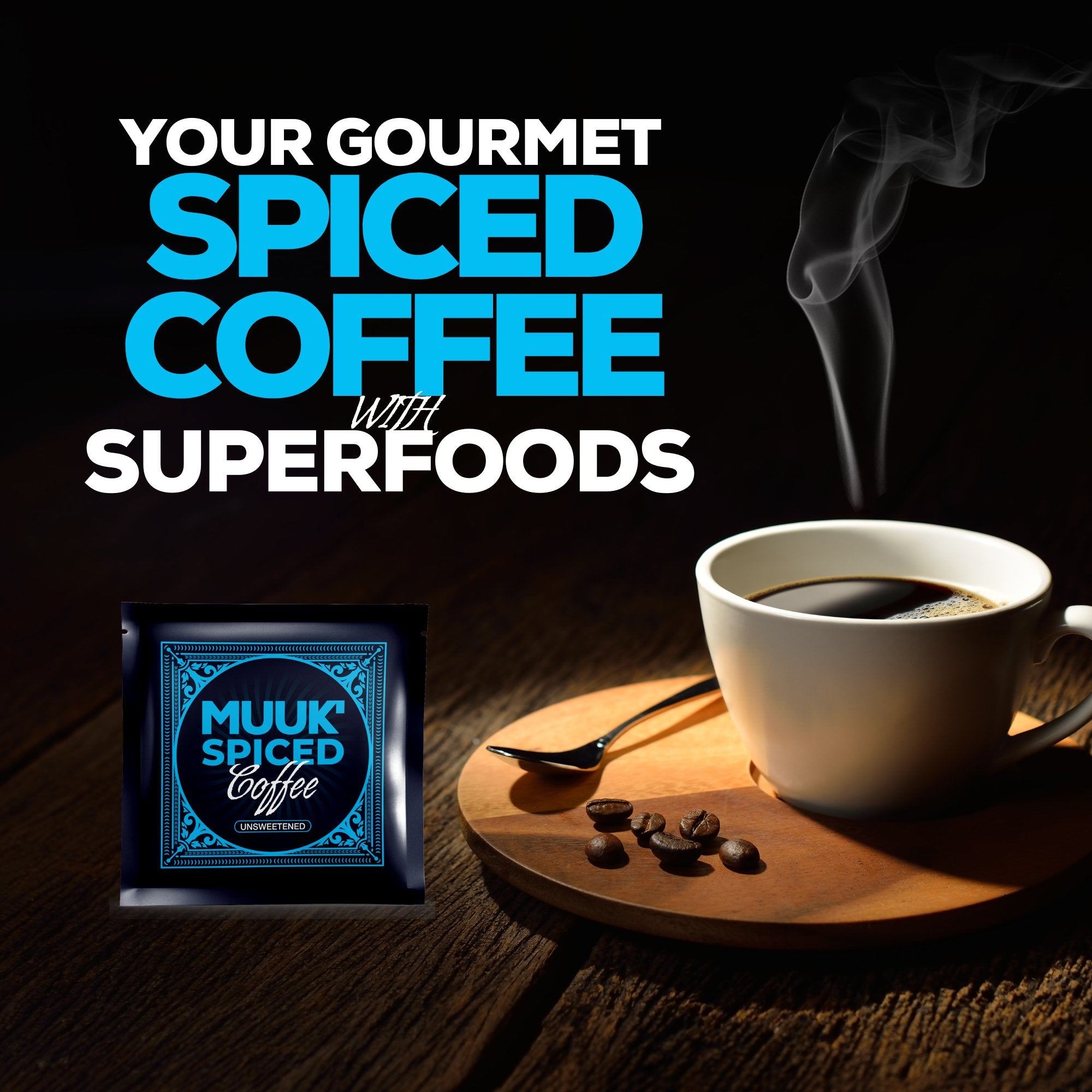 MUUK' SPICED COFFEE 3 - PACK | Organic Instant Mushroom Coffee with Spice & Adaptogen Superfoods Blend - MUUK' SUPERFOODS